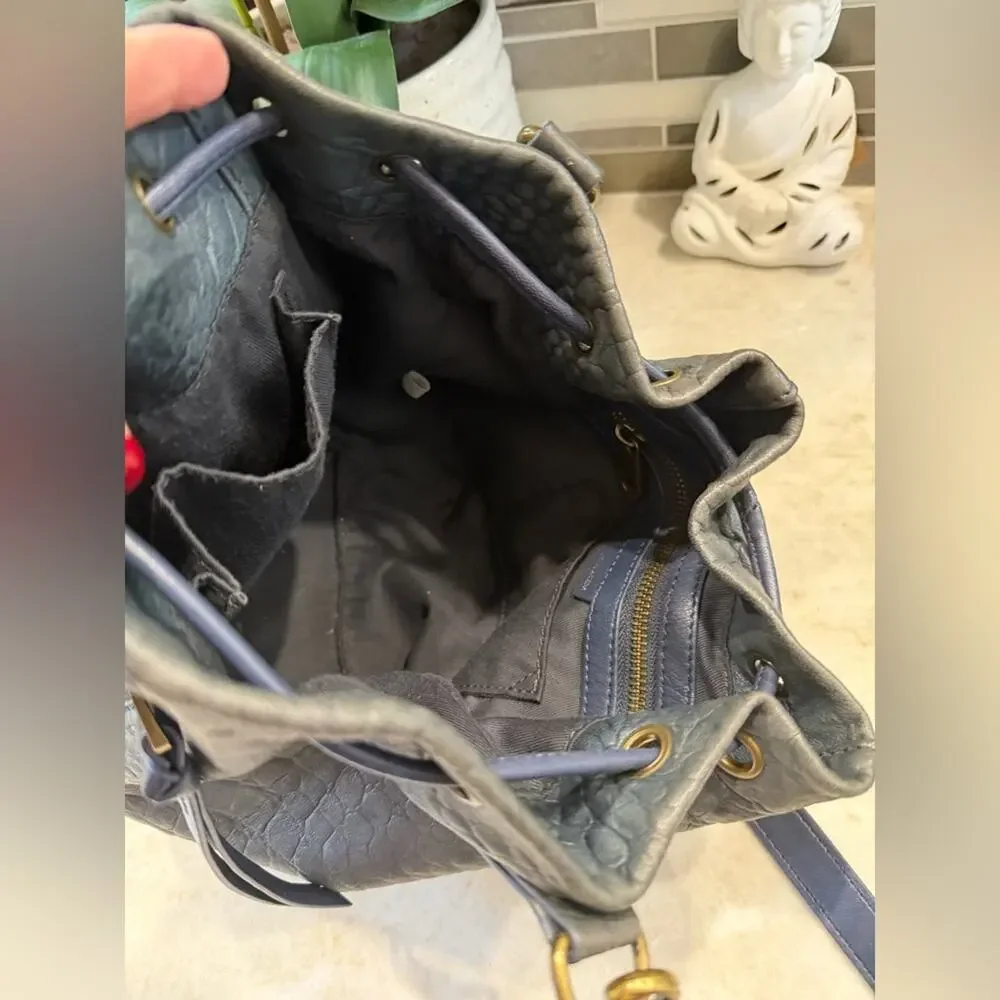 Joelle Hawkens Blue /gray Leather Bucket Bag